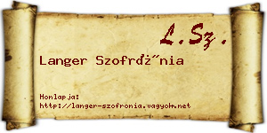Langer Szofrónia névjegykártya